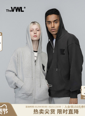 【田嘉瑞同款】VWL秋春连帽卫衣外套男女同款休闲拉链开衫