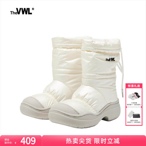 VWL秋冬新款面包鞋靴保暖加绒防滑防泼水雪地靴简约中筒靴高筒