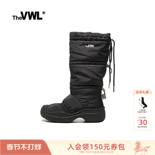 VWL秋冬新款面包鞋靴保暖加绒防滑防泼水雪地靴简约时尚高筒靴