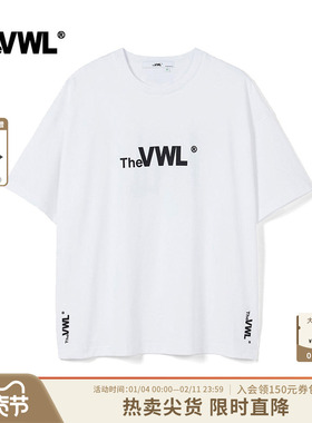 【张真源同款】VWL宽松logo印花短袖T恤夏季新款男女士白色T恤