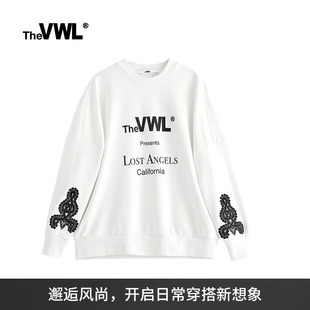 ins宽松圆领运动休闲潮牌长袖 VWLLOGO情侣卫衣 上衣