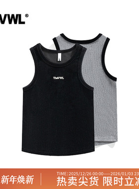 VWL条绒背心夏季运动无袖2025新款女款 美式复古吊带灰色黑色外穿