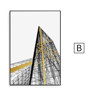 抽象线条装饰画大尺寸沙发背景墙几何建筑竖版玄关挂画黑白艺术画