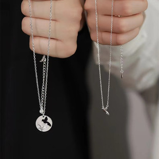 999纯银蓝桉已遇释槐鸟情侣项链一对轻奢小众设计高级情人节礼物