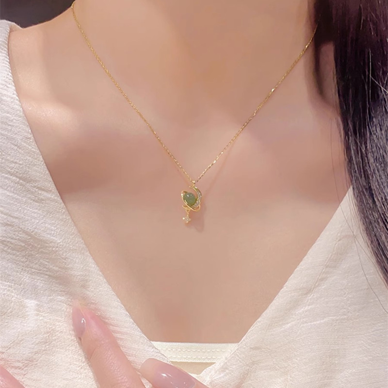 星月和田玉项链999纯银刻字