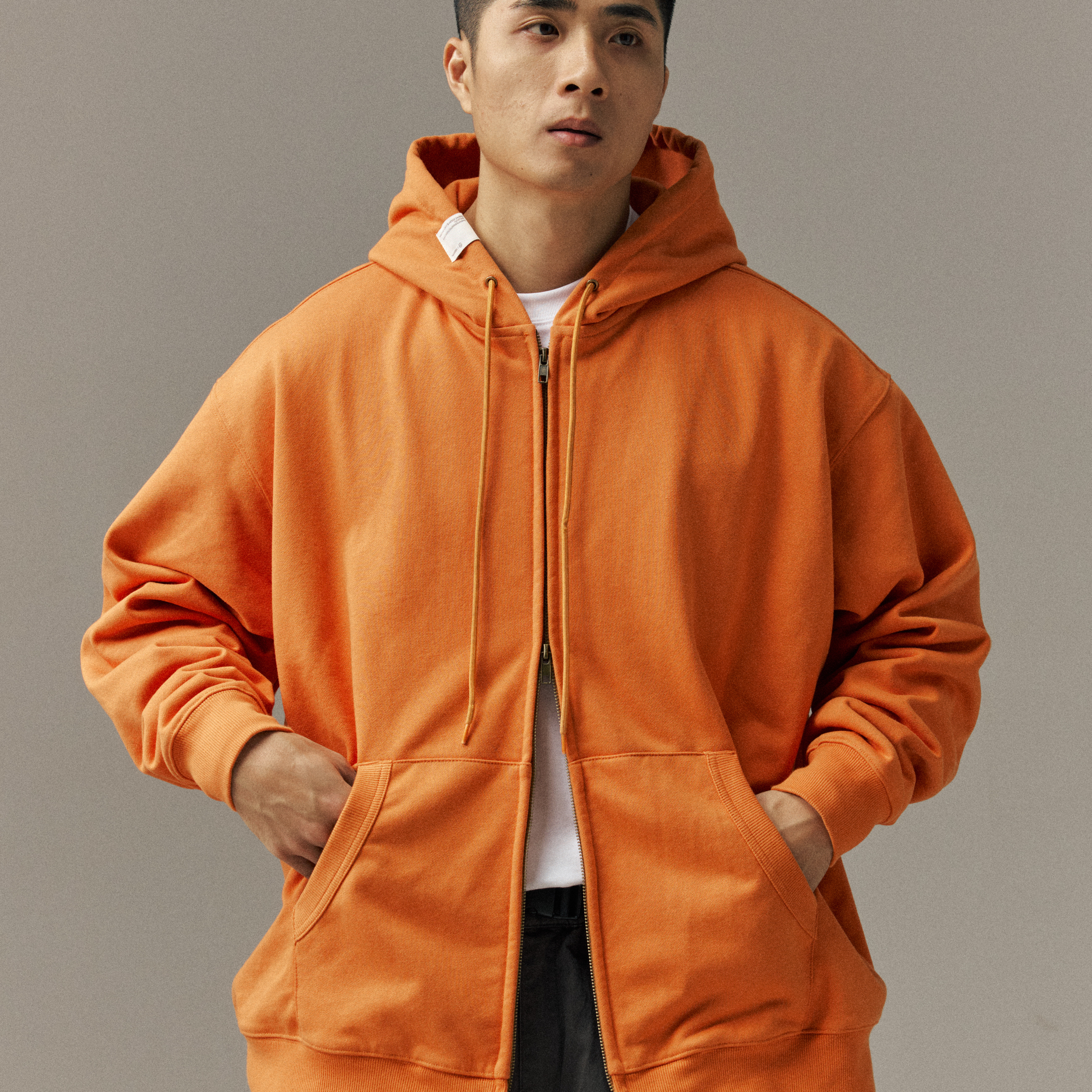 NESSTTU 秋冬新品日系休闲复古百搭宽松基础拉链连帽开衫卫衣