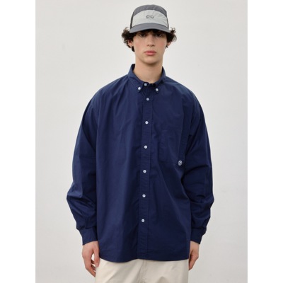 NESSTTU 25AW新品日系百搭休闲宽松廓形纯棉轻薄府绸刺绣长袖衬衫