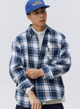 NESSTTU 26SS春夏新品日系休闲宽松百搭基础款格纹纯棉插袋衬衫