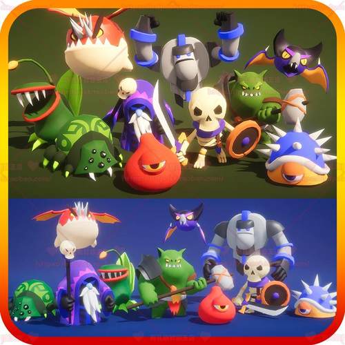 UE4 虚幻5 卡通蝙蝠龙法师魔像兽人蜘蛛史莱姆怪物3D模型带动画