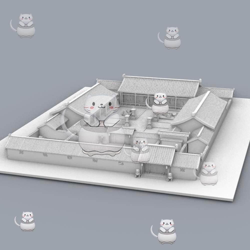 中国传统建筑 四合院庭院 王府场景 犀牛rhino/C4D/3Dmax模型obj