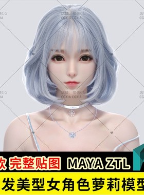银发美型女角色萝莉模型（半身模型）ZB 3DsMax Maya