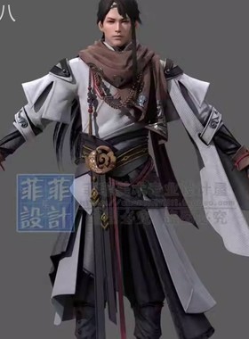Zbrush中国风古代仙侠武侠男角色3D模型PBR材质ztl高模OBJ八猴SP