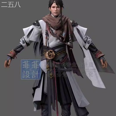 Zbrush中国风古代仙侠武侠男角色3D模型PBR材质ztl高模OBJ八猴SP