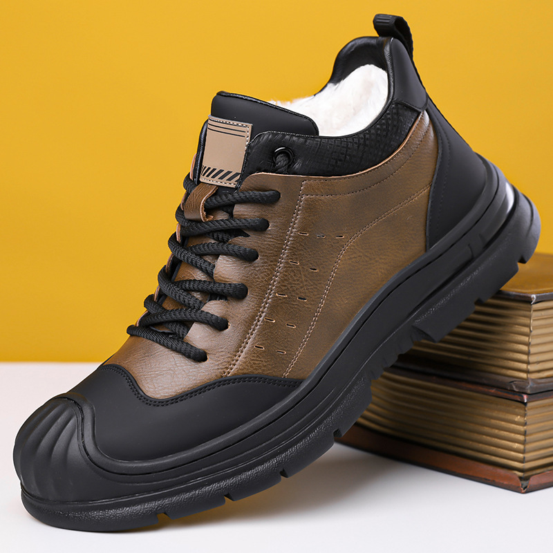 高端男士2025冬季新款羊毛高帮鞋加绒加厚保暖男鞋防滑登山棉鞋