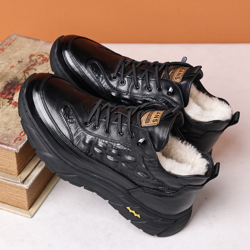 高端男士2025冬季新款头层牛皮羊毛棉鞋加绒保暖高帮皮毛一体皮鞋,流行男鞋,棉鞋,淘宝优惠券,粉丝福利购,淘宝优惠卷