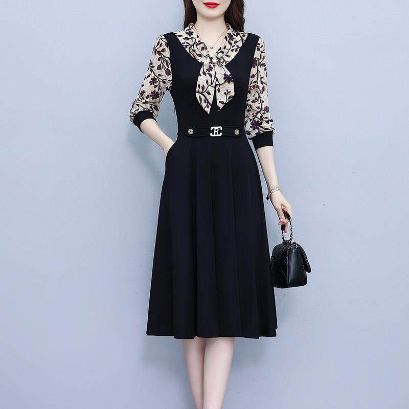 MONLOUVE今年流行长袖高级感连衣裙子女士装春秋冬季2025年新款气