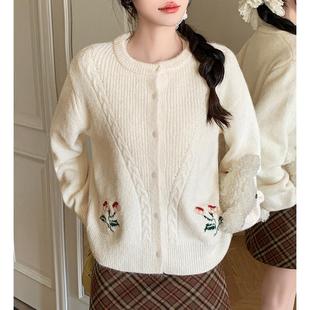 MONLOUVE针织开衫外套女士春秋冬季2025年新款外搭小香风外穿毛衣