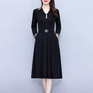 MONLOUVE大码高级感气质连衣裙子女士装春秋冬季2025年新款收腰长