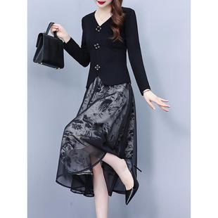 MONLOUVE春秋冬季2025年新款女士装时尚套装妈妈洋气裙子小个子气