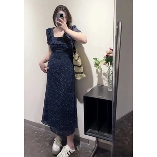 声雨竹大码 高级感法式 气质波点裙女夏季 微胖mm显瘦遮肉荷叶边短袖