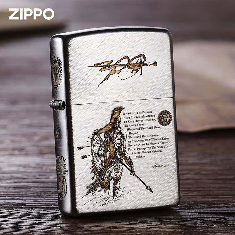 Zippo芝正品斜纹深雕斯巴达勇士煤油国潮送朋友礼物zip