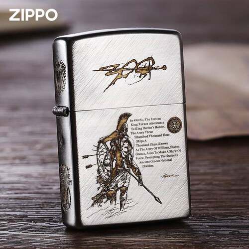 Zippo芝正品斜纹深雕斯巴达勇士煤油国潮送朋友礼物zip
