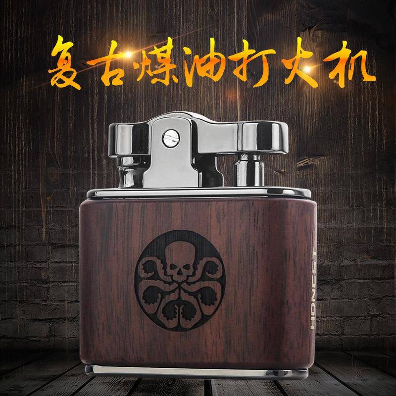 百城新款檀木磕抖打火机 煤油老九门创意煤油打火机老式复古男士