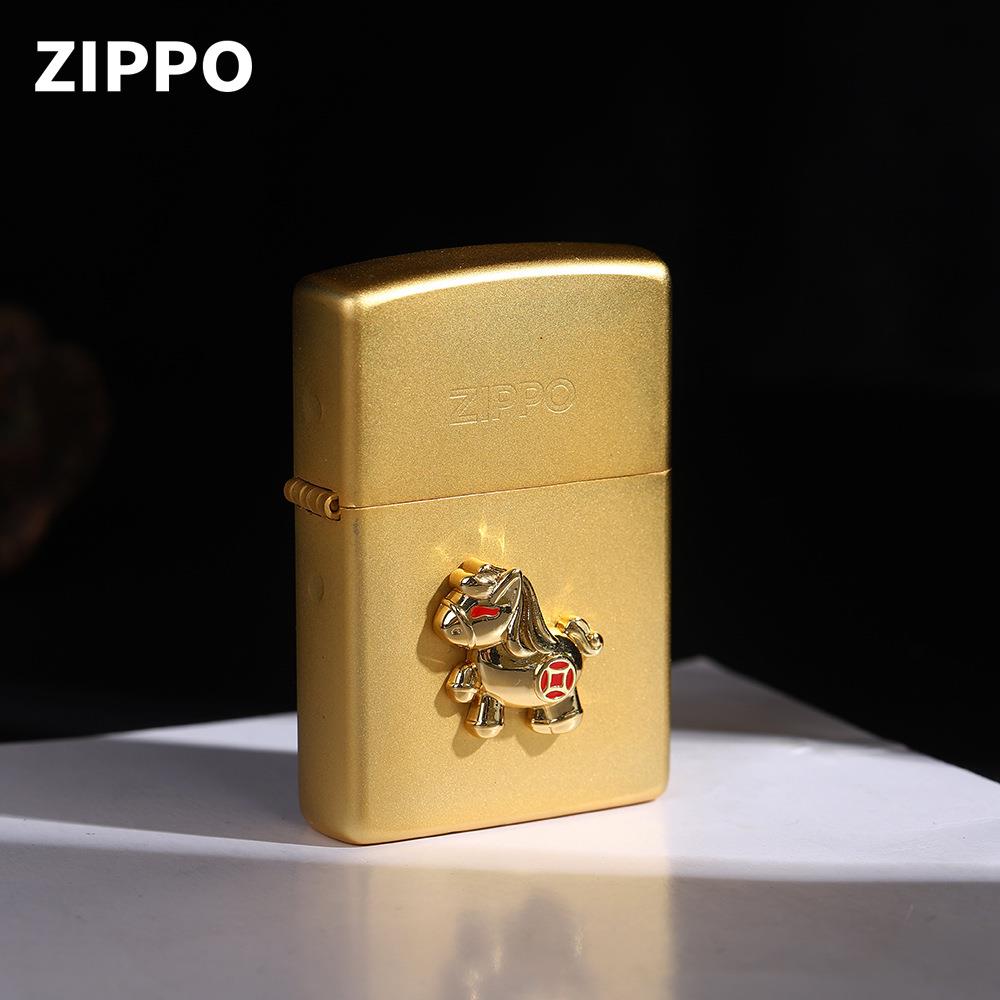 Zippo芝宝正品打火机马年新款18K马个性礼物煤油砂轮送礼