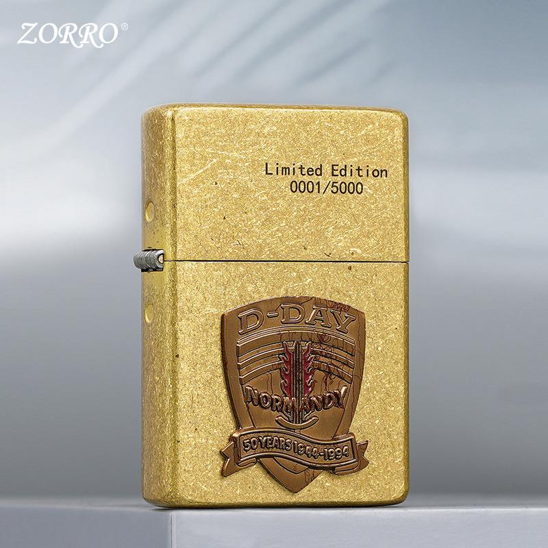 ZORRO佐罗煤油打火机905原铜滚花诺曼底创意复古个性高档生日礼品