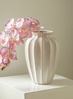 花瓶摆件客厅插花高级感陶瓷陶罐景德镇复古大气风美式白色艺术大