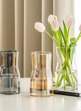 郁金香花瓶摆件客厅插花玻璃透明高级感水养水培百合鲜花餐桌网红