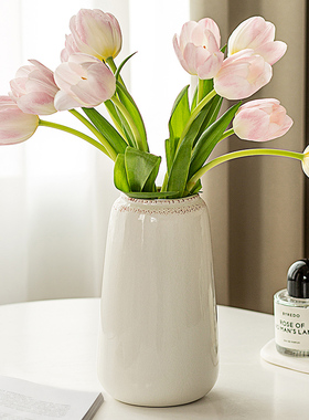 花瓶摆件客厅插花陶瓷白色陶罐景德镇复古高级感水养水培鲜花中式