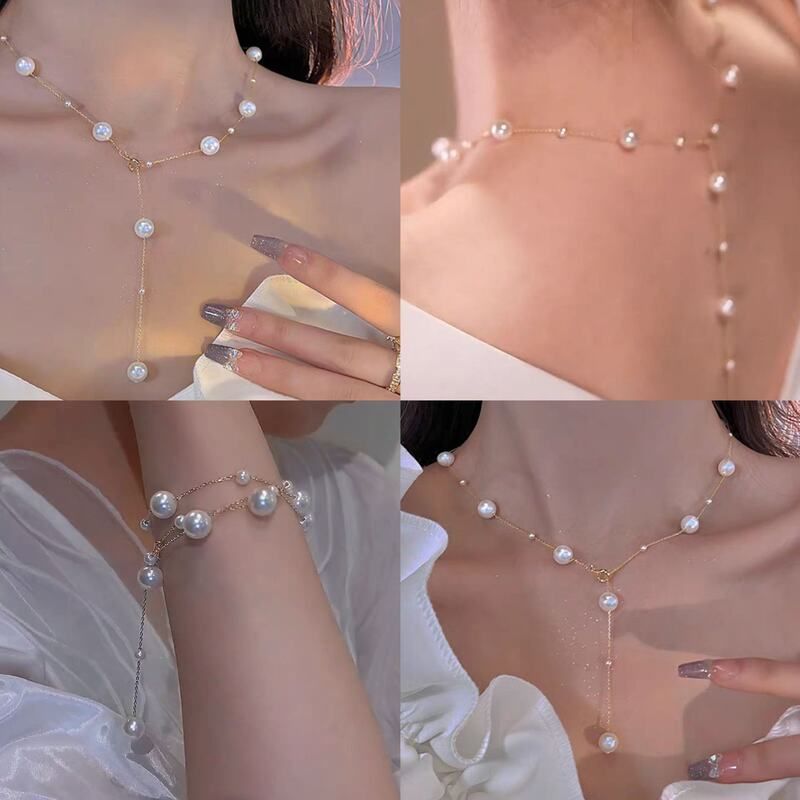 925银满天星珍珠项链配饰女夏季高级感毛衣链轻奢颈链锁骨链批发
