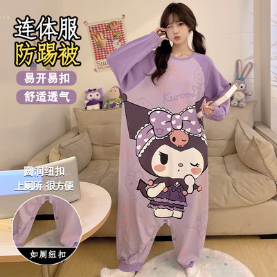 睡裙女纯棉长袖女士可爱连体睡衣