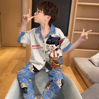 哪吒儿童睡衣男大童纯棉短袖长裤