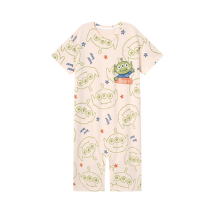 男童睡衣2025连体纯棉短袖春夏薄款连身家居服儿童防着凉三眼仔