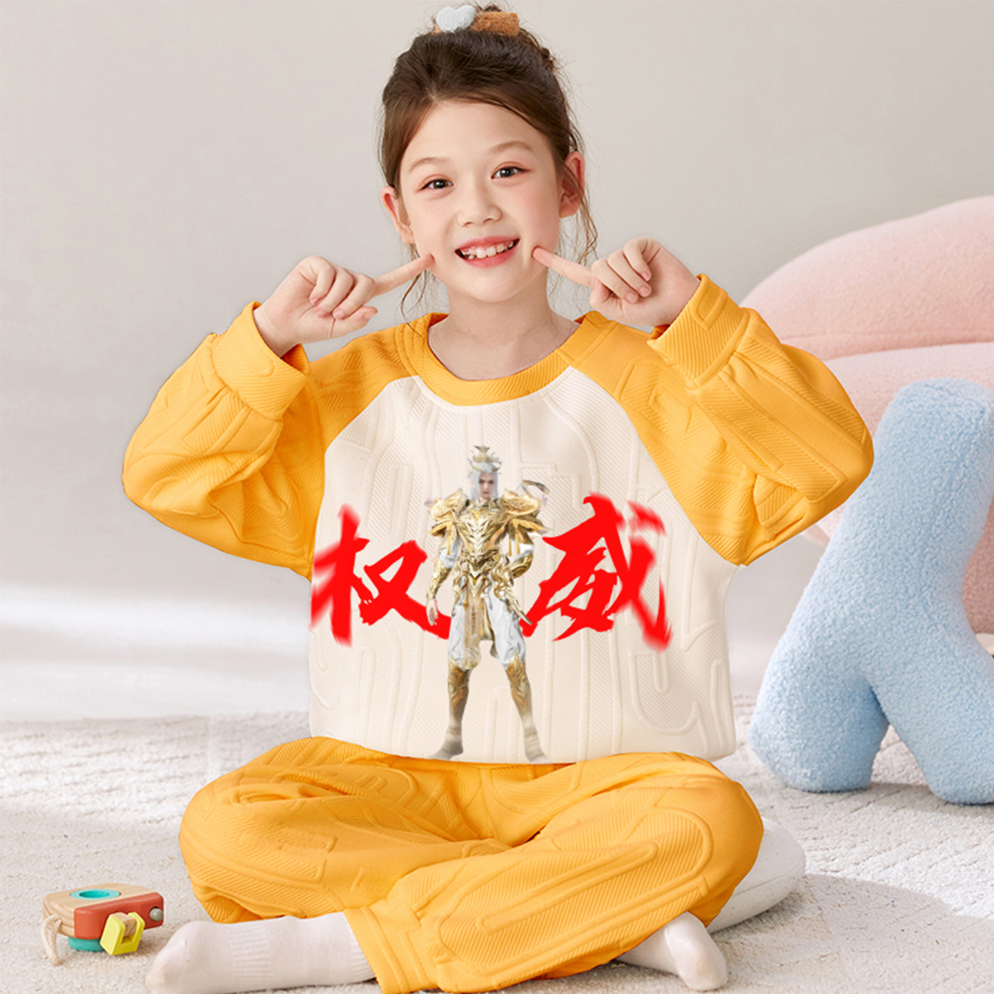 女童夹层棉冬季初中生保暖家居服