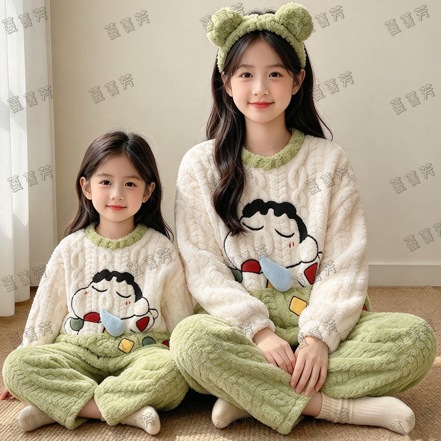 亲子母女装珊瑚绒睡衣女童保暖秋冬装中大童小女孩儿童家居服套装