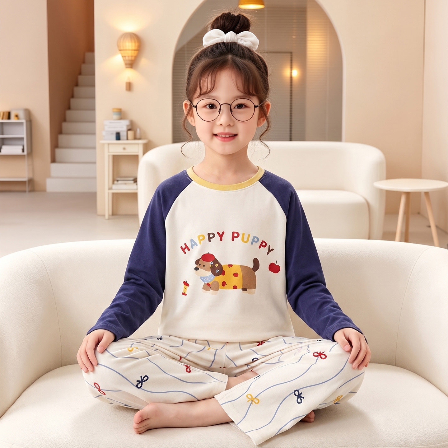 流行女童睡衣儿童2026新款春秋款纯棉长袖长裤套装大童女孩家居服