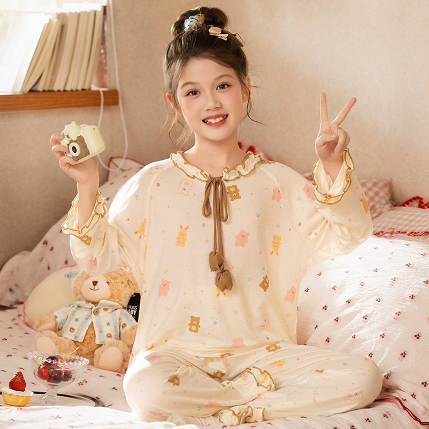 儿童睡衣春夏季女童莫代尔长袖长裤带胸垫女孩2026新款家居服套装,童装/婴儿装/亲子装,家居服套装,淘宝优惠券,粉丝福利购,淘宝优惠卷