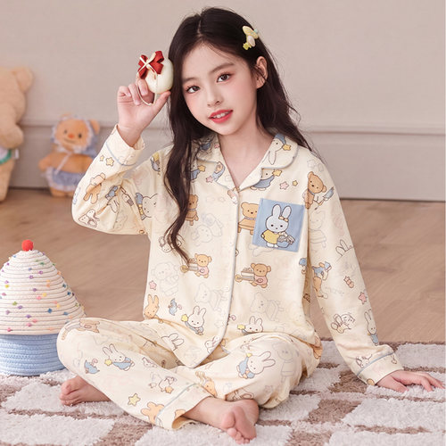 春秋季儿童棉质开衫家居服小女孩