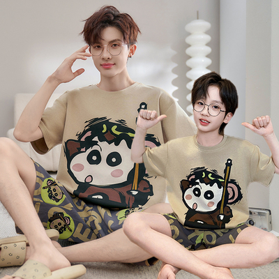 蜡笔小新亲子睡衣夏季薄款青少年