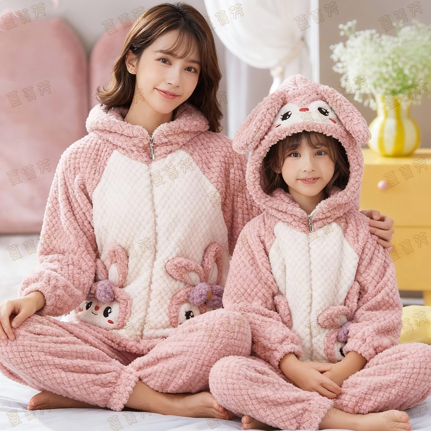 亲子儿童睡衣母女装秋冬季套装珊瑚绒加厚女童法兰绒星黛露家居服