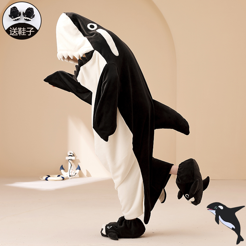 鲨鱼搞怪睡衣男学生法兰绒秋冬季