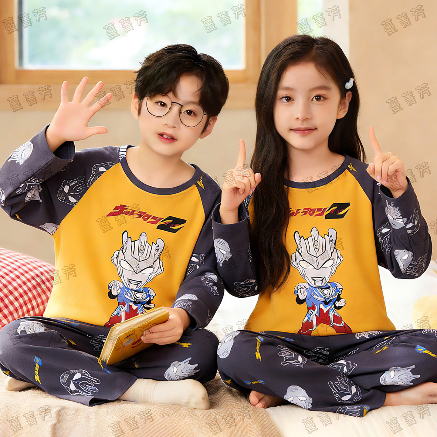 儿童睡衣男孩春秋男童长袖纯棉薄款卡通女童中大童宝宝家居服套装,童装/婴儿装/亲子装,家居服套装,淘宝优惠券,粉丝福利购,淘宝优惠卷