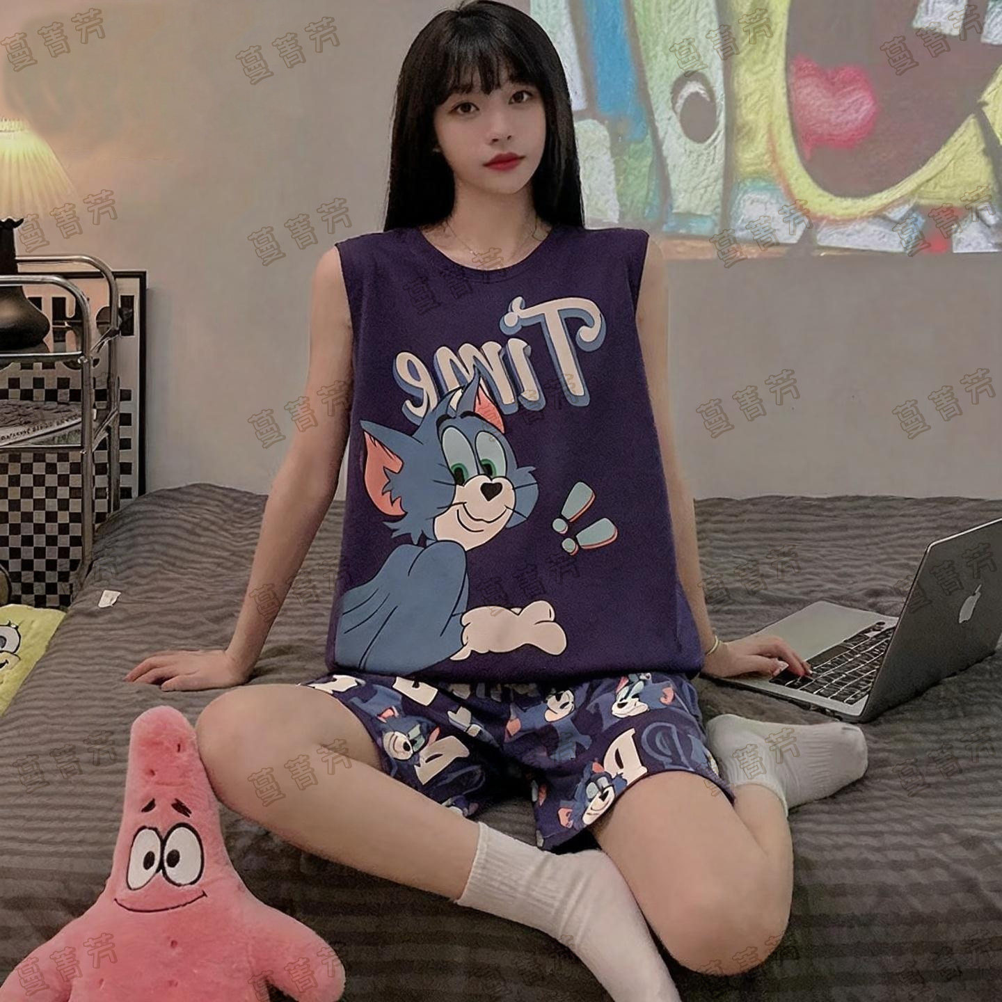女款纯棉夏季背心大码卡通家居服