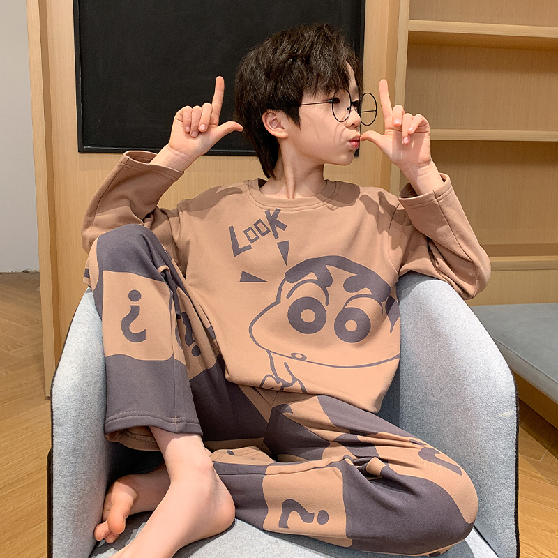 蜡笔小新男童春秋长袖纯棉家居服