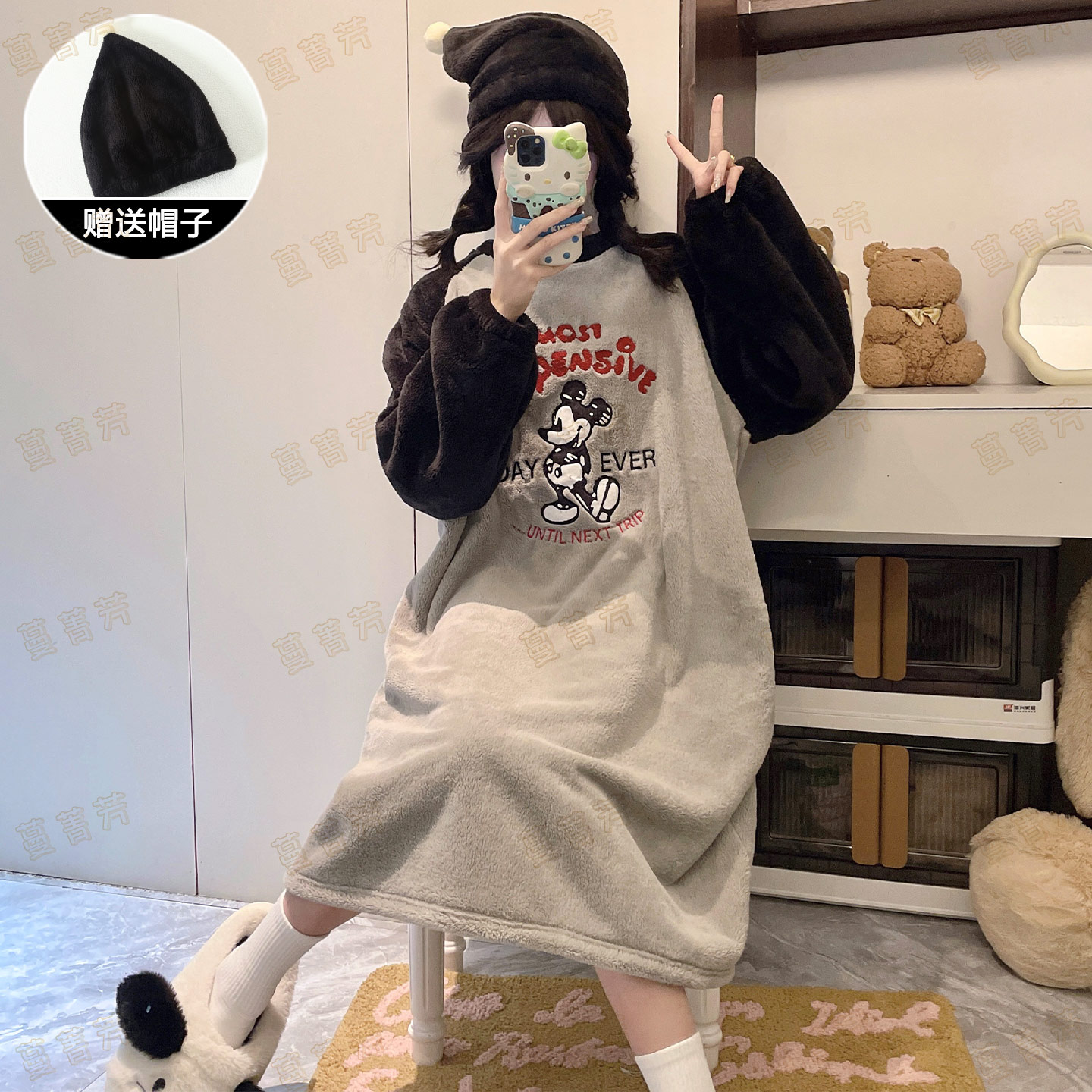 秋冬款睡裙女款珊瑚绒米奇家居服
