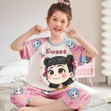 七分裤儿童睡衣女童纯棉薄款夏季大童女孩短袖家居服哪吒2025新款