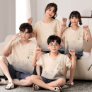 一家三口家庭装 纯棉薄款 男孩女童睡衣儿童家居服 短袖 亲子睡衣夏季